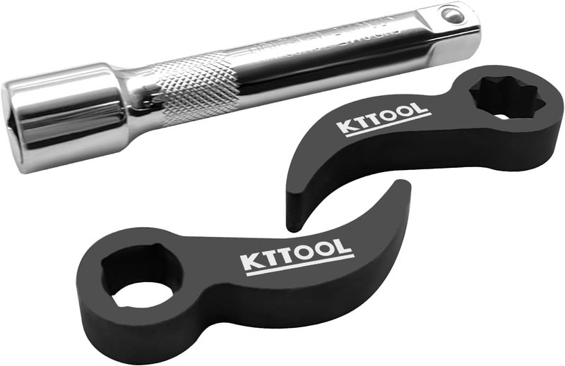 KTTOOL Store 9 Pcs Pry Bar Wrench Adaptor Head Set, Crowbar Adapter Head Tool, Half Shaft Removal Car Repairing Tools 1/2" 3/8" 1/4" D 8pt 4pt (Square) Profile, with Extension Bar - Image 3